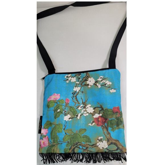 Boho Hippie Crossbody Purse Fringe Bottom Cottage Core 11x12 inch Whimsical Bag - Picture 5 of 8